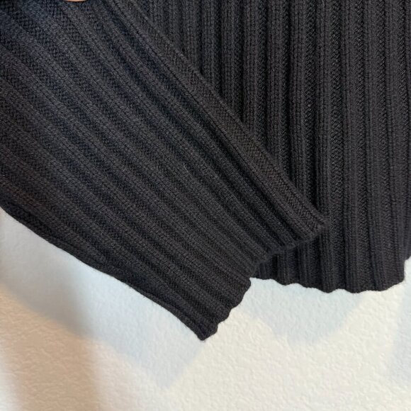 Black Tunic Sweater Mock Neck Ribbed Alpine Oversized Relaxed Small - Picture 4 of 10